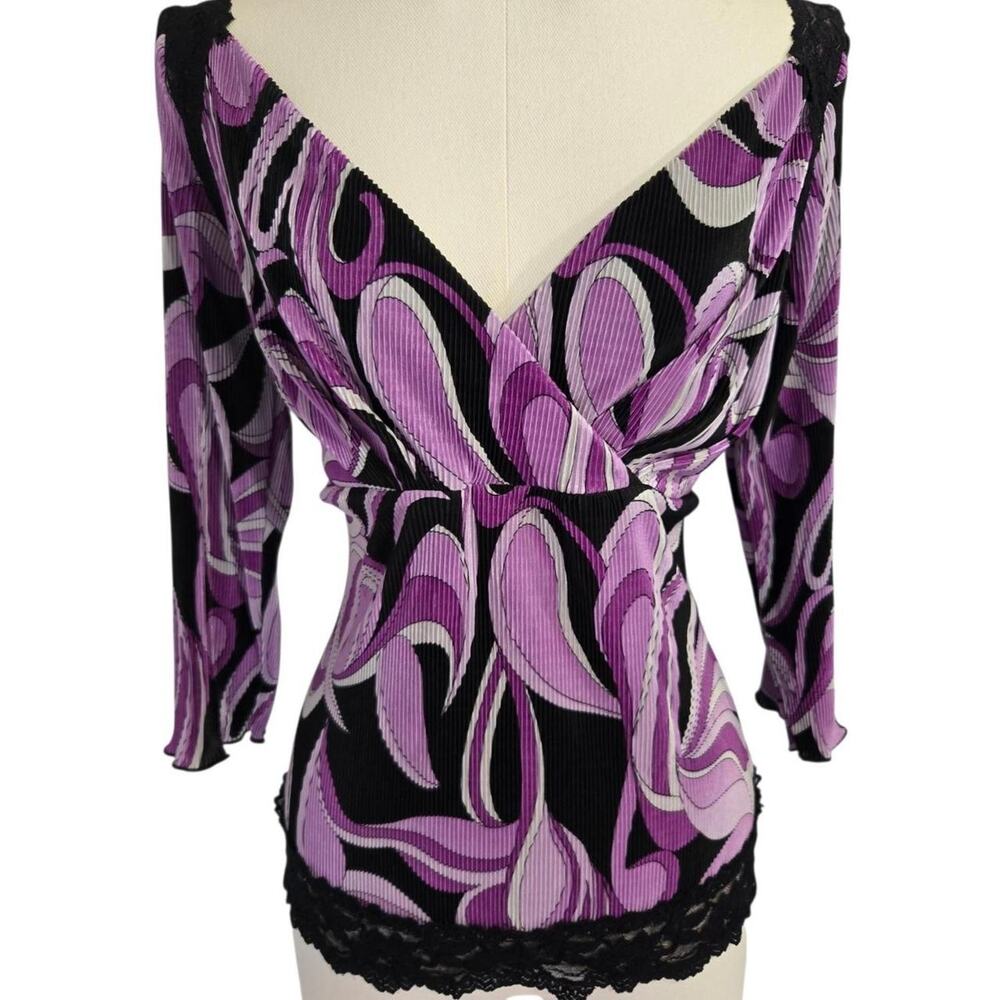 Y2k purple psychedelic lace trim